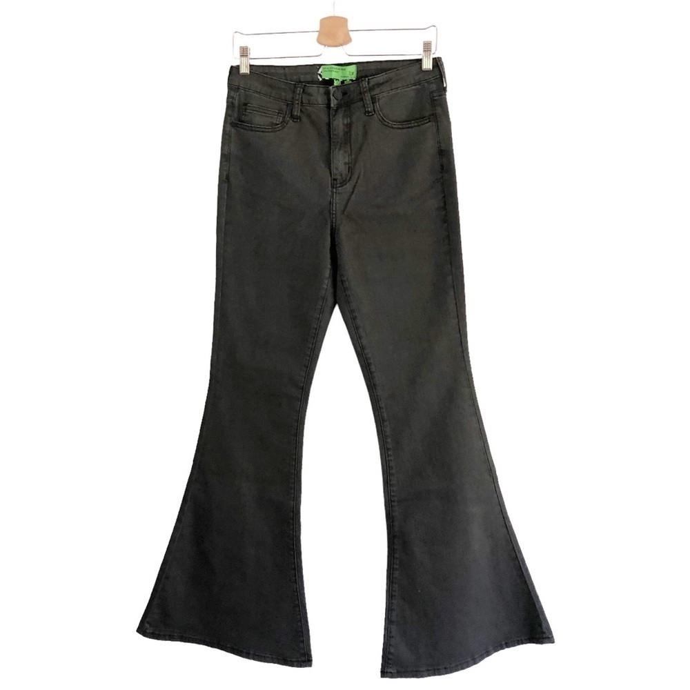 Sandrine Rose Free People Charbon Washed Black Super Flare Jeans Size 30